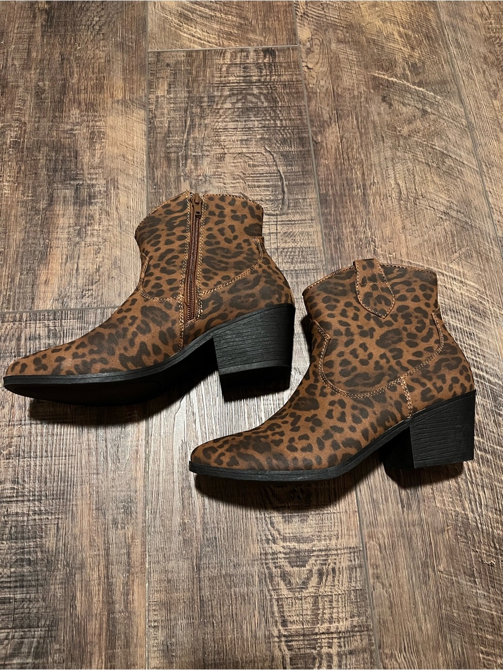 True Craft Leopard Print Ankle Boots in Brown and Black